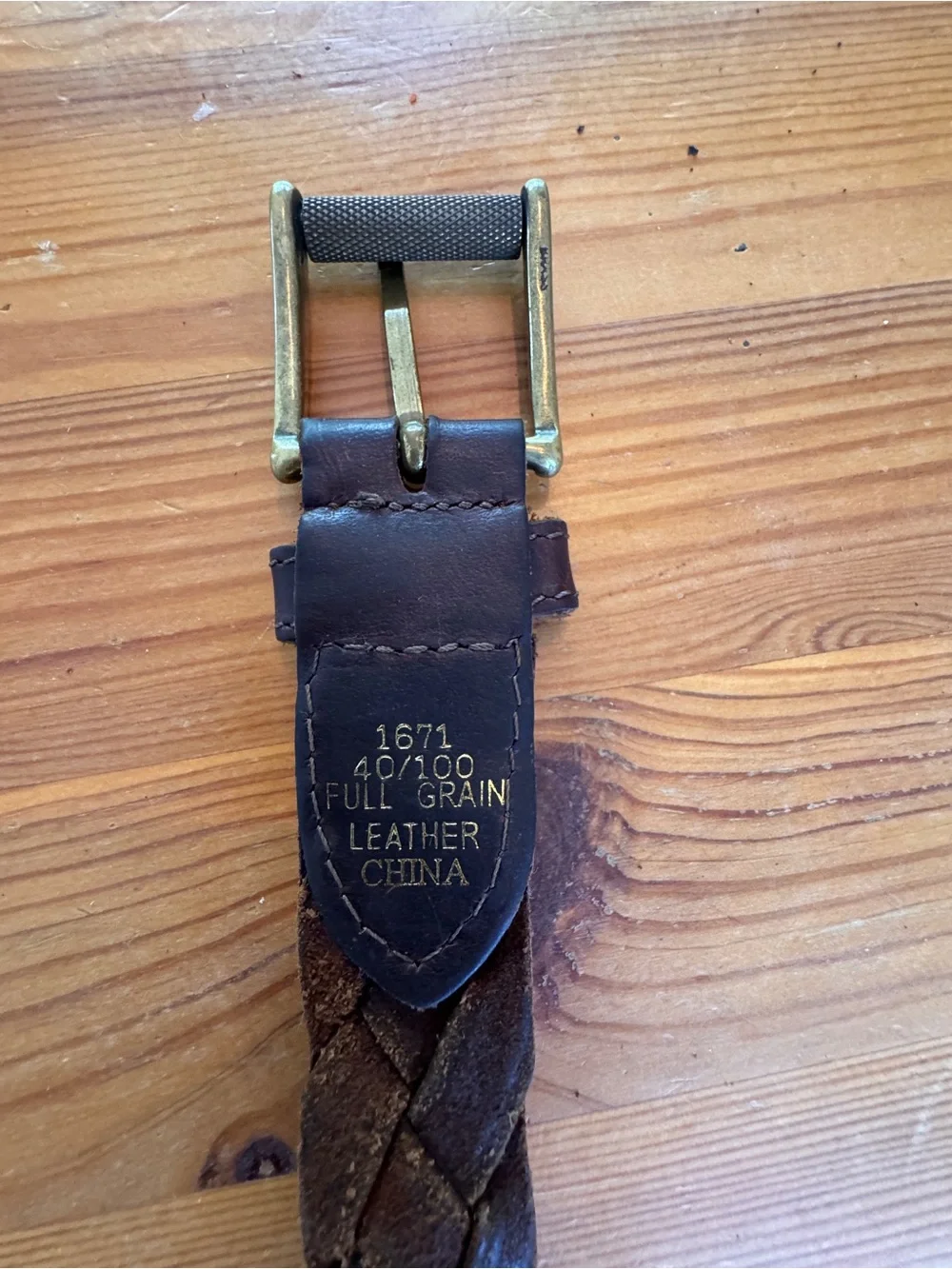 Braided Full Grain Leather Men’s Belt - Dark Brown with Brass Buckle